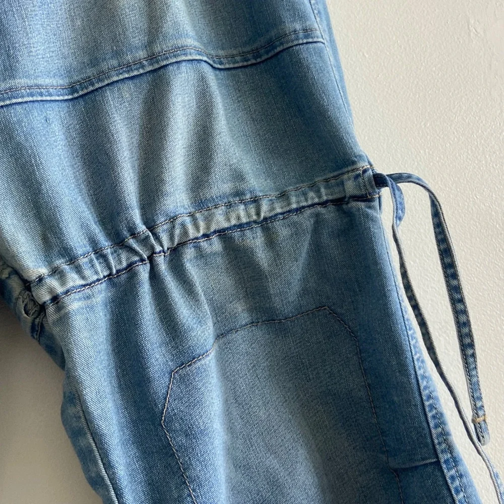 Marithe Francois Girbaud Cargo Denim Jeans Light Wash Cropped Sz 31 Y2K Utility